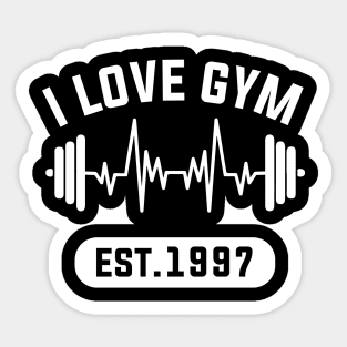 Funny Workout Gifts Heart Rate Design I Love Gym EST 1997 Sticker